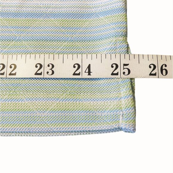 PGA Tour XL Mens Stripe Polo Shirt Light Green & White Jacquard Pattern Golf Top - Picture 12 of 15